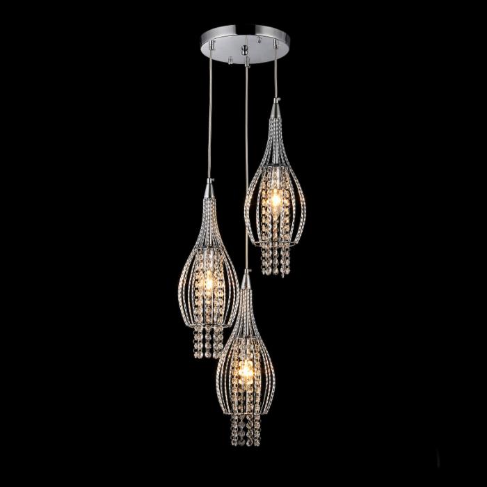 Xuan 3-light Adjustable Crystal Chrome-finish Chandelier By Homeroots | Chandeliers | Modishstore - 2