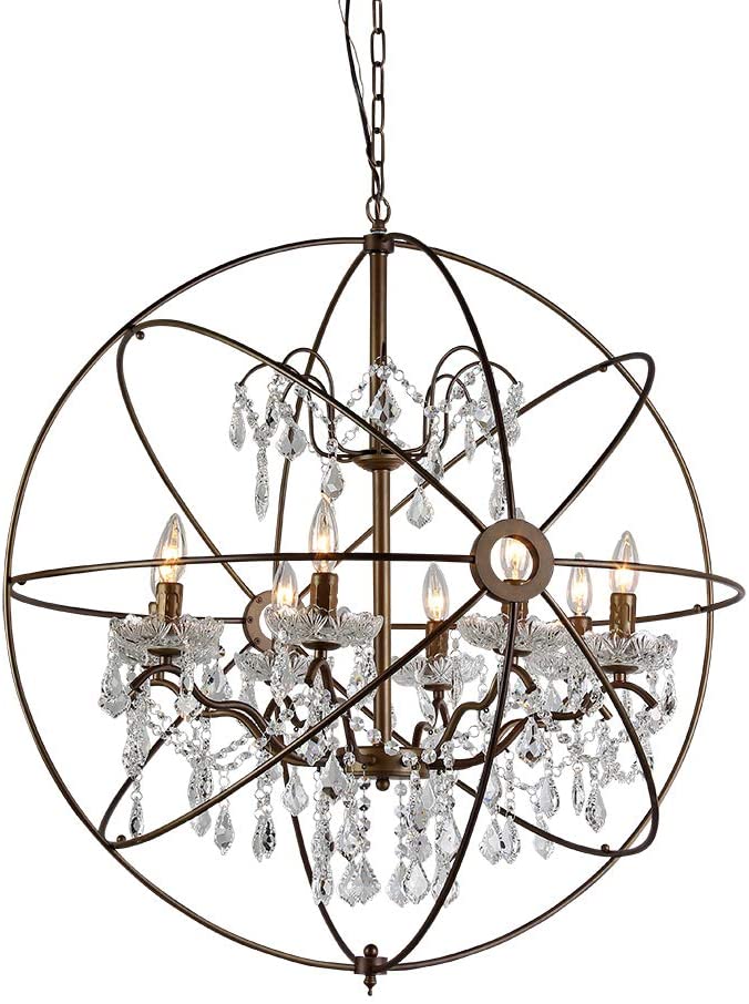 Edwards Antique Bronze and Crystal 24-inch Sphere Chandelier By Homeroots | Chandeliers | Modishstore