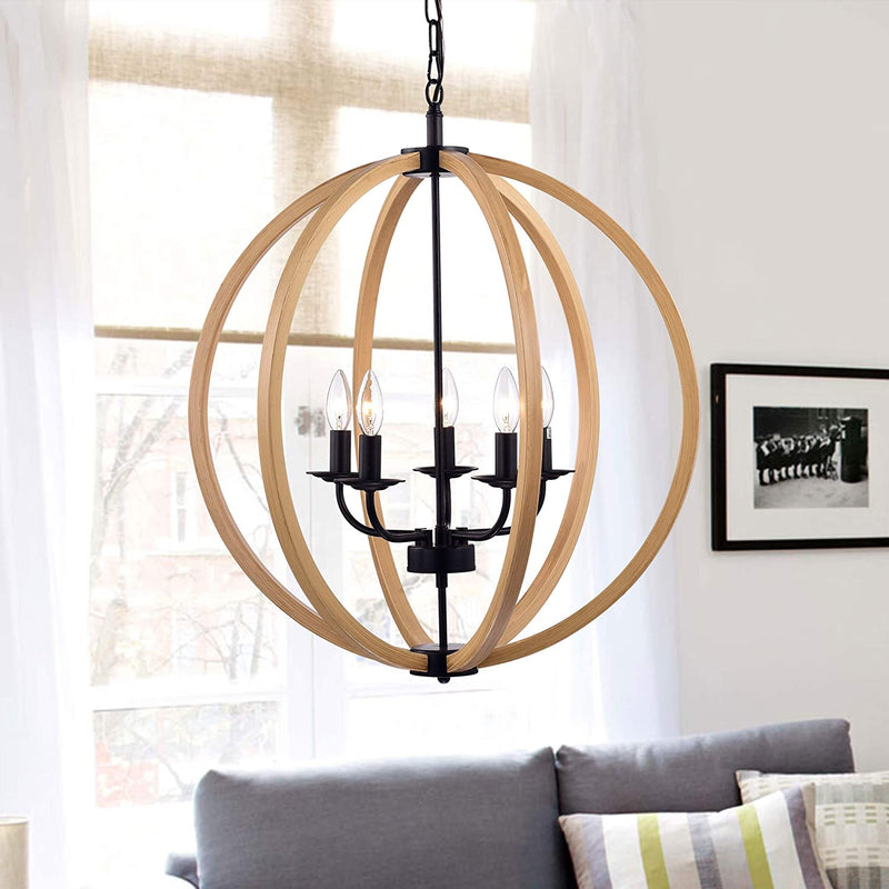 Fedelmid Black Natural Metal 24-inch Round Pendant Lamp By Homeroots | Pendant Lamps | Modishstore - 2