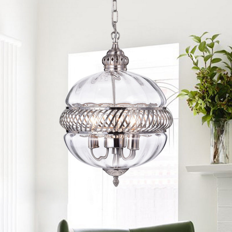 Permin 13-inch Clear Glass Globe with Metal Accents Pendant Light By Homeroots | Pendant Lamps | Modishstore - 2