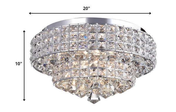 Filmarsh Two-Tiered Crystal Chrome Ceiling Lamp By Homeroots | Ceiling Lamps | Modishstore - 2