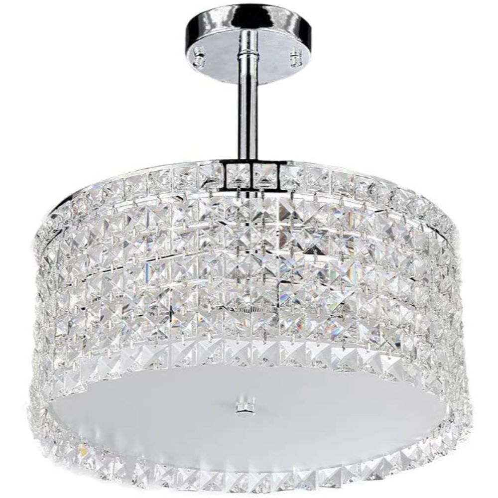 Garcia Chrome and Crystal Round 4-light Chandelier By Homeroots | Chandeliers | Modishstore