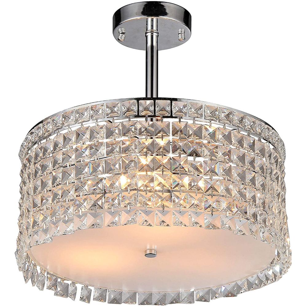 Garcia Chrome and Crystal Round 4-light Chandelier By Homeroots | Chandeliers | Modishstore - 2