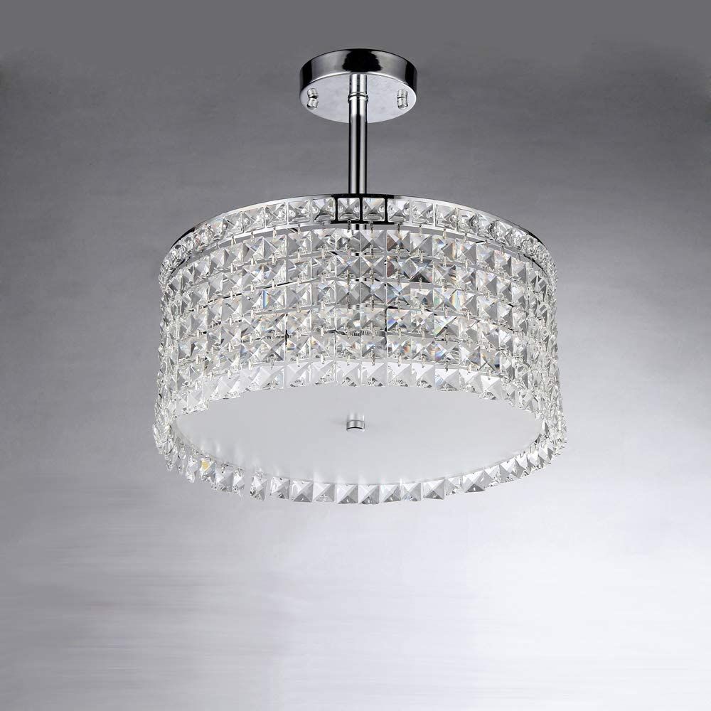Garcia Chrome and Crystal Round 4-light Chandelier By Homeroots | Chandeliers | Modishstore - 3