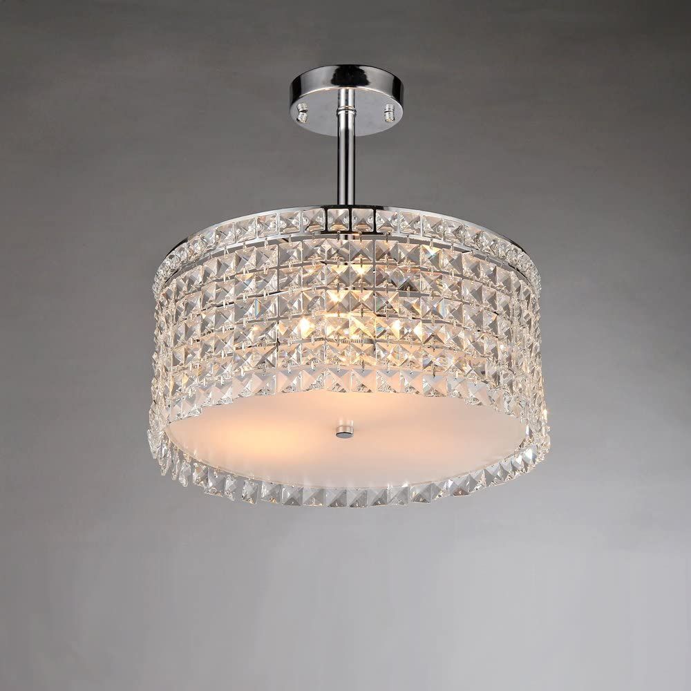 Garcia Chrome and Crystal Round 4-light Chandelier By Homeroots | Chandeliers | Modishstore - 4