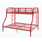 Twin Over Full Red Metal Bunk Bed By Homeroots | Beds | Modishstore - 2