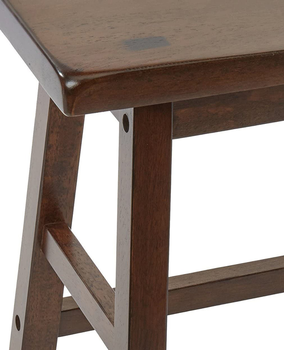 Walnut Wooden Set Of 2 Stool By Homeroots | Stools | Modishstore - 3