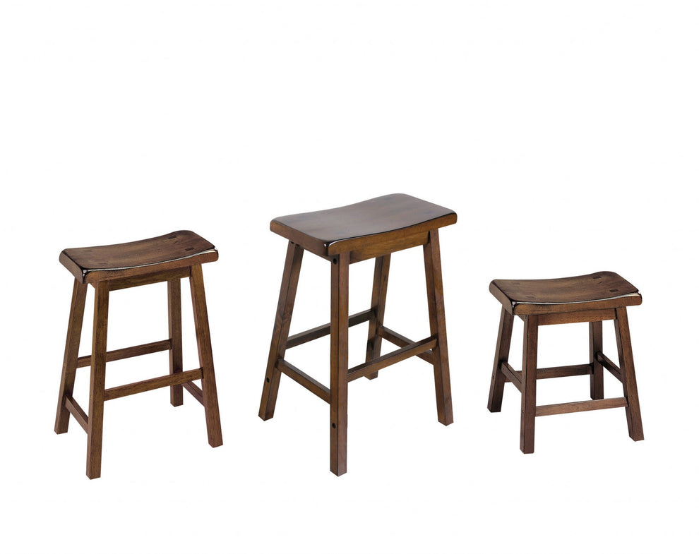Walnut Wooden Set Of 2 Stool By Homeroots | Stools | Modishstore - 4