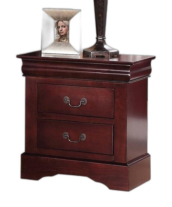 Classic Cherry Finish 2 Drawer Wooden Nightstand By Homeroots | Nightstands | Modishstore - 2