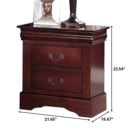 Classic Cherry Finish 2 Drawer Wooden Nightstand By Homeroots | Nightstands | Modishstore - 6