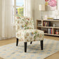 Floral Fabric Slipper Accent Chair with Dark Wood Legs By Homeroots | Accent Chairs | Modishstore - 2