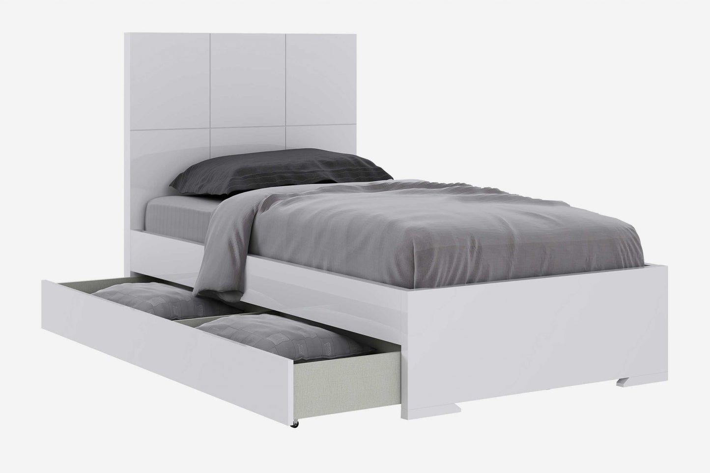 Gloss White Stainless Steel Twin Bed By Homeroots - 320695 | Beds | Modishstore - 2