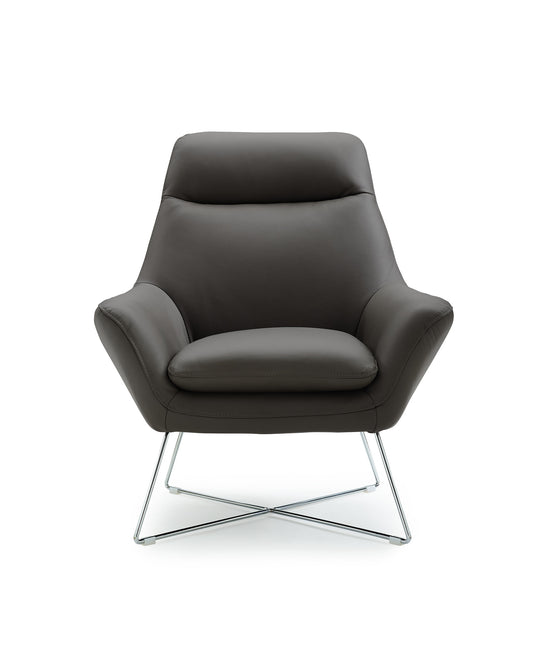 Modern Dark Gray Top Grain Italian Leather Accent Chair By Homeroots | Accent Chairs | Modishstore