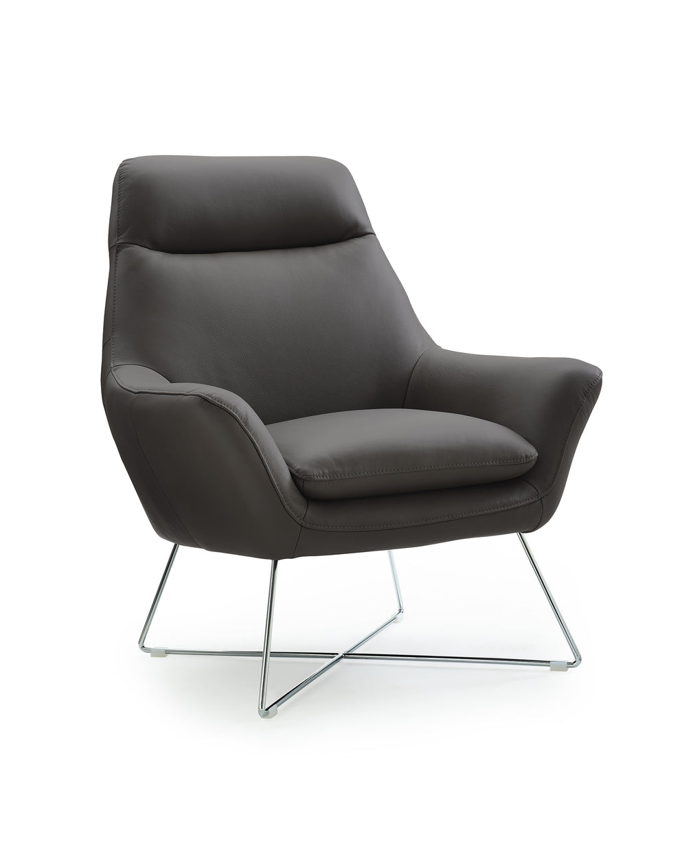 Modern Dark Gray Top Grain Italian Leather Accent Chair By Homeroots | Accent Chairs | Modishstore - 2