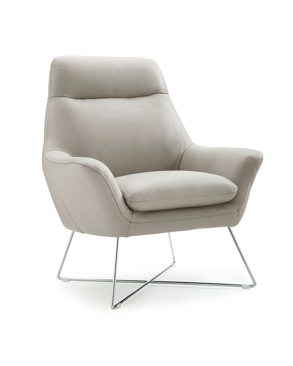 33" Light Gray And Silver Faux Leather Tufted Arm Chair By Homeroots | Armchairs | Modishstore - 3