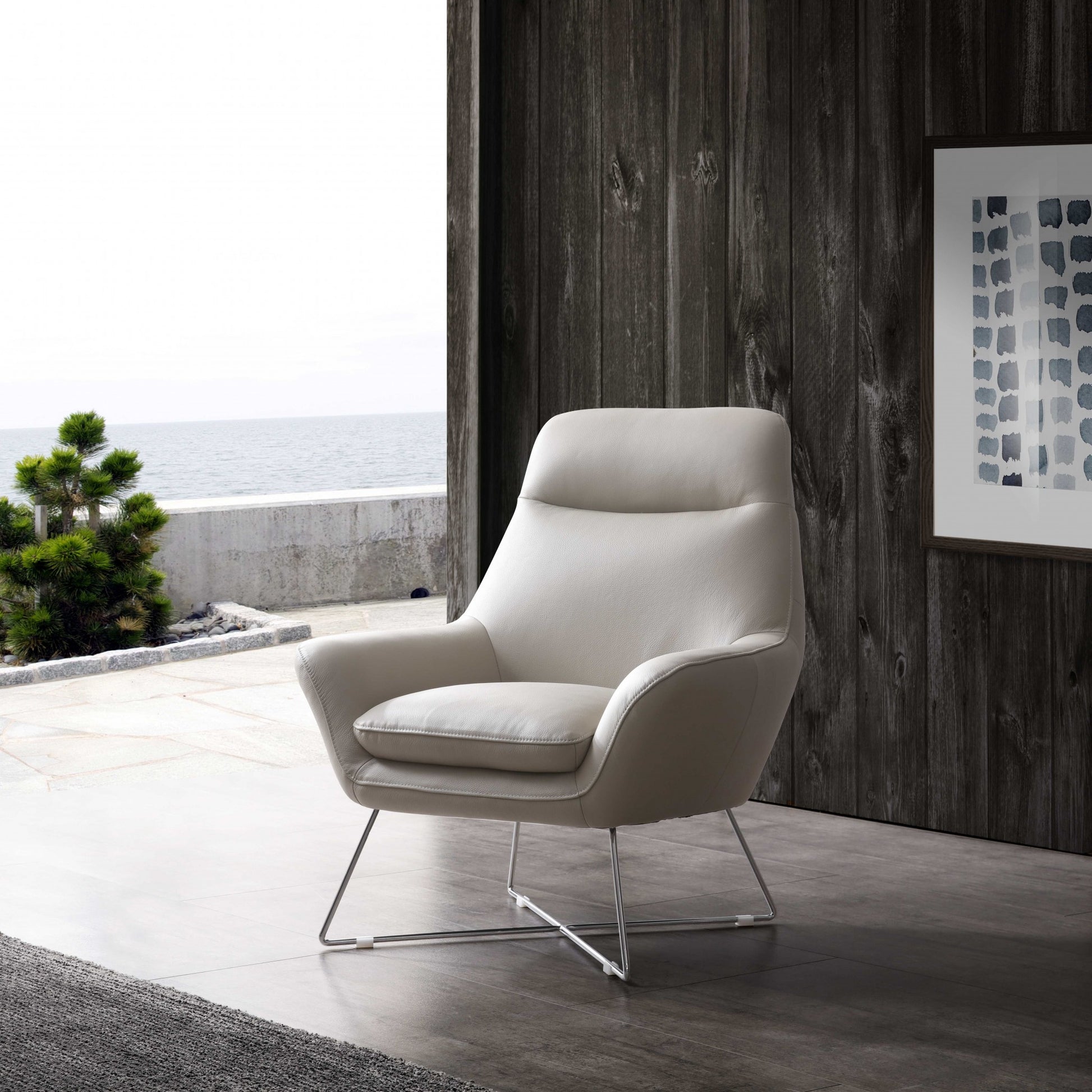 33" Light Gray And Silver Faux Leather Tufted Arm Chair By Homeroots | Armchairs | Modishstore