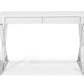 Desk Large High Gloss White Two Drawers Stainless Steel Base By Homeroots | Desks | Modishstore - 2