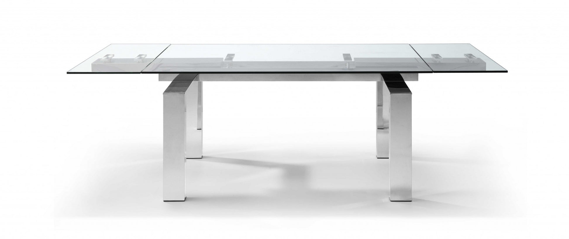 Clear Glass Aluminum Etendable Dining Table By Homeroots | Dining Tables | Modishstore