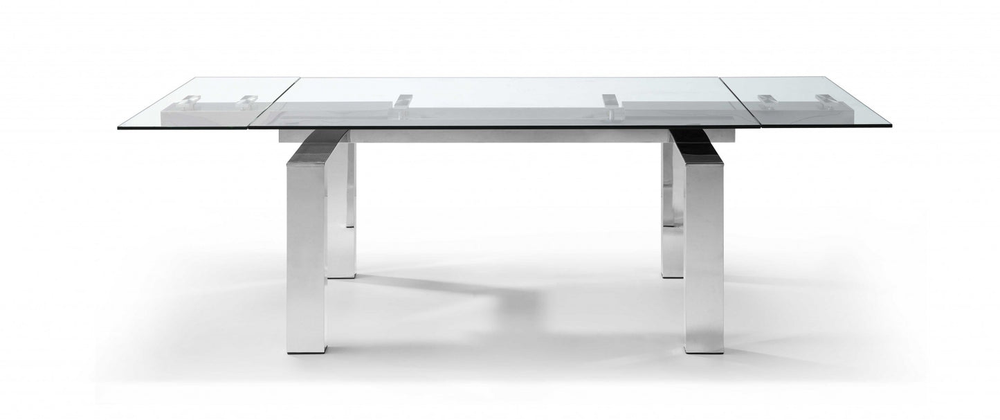 Clear Glass Aluminum Etendable Dining Table By Homeroots | Dining Tables | Modishstore - 2