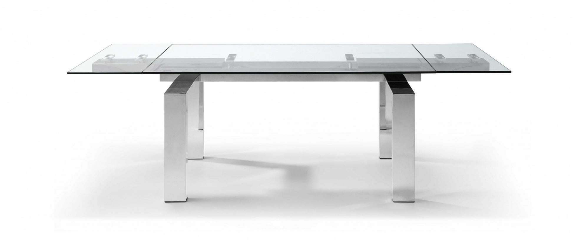 Clear Glass Aluminum Etendable Dining Table By Homeroots | Dining Tables | Modishstore - 2