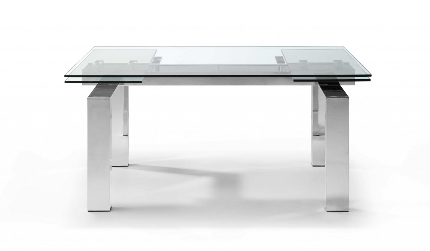 Clear Glass Aluminum Etendable Dining Table By Homeroots | Dining Tables | Modishstore - 2