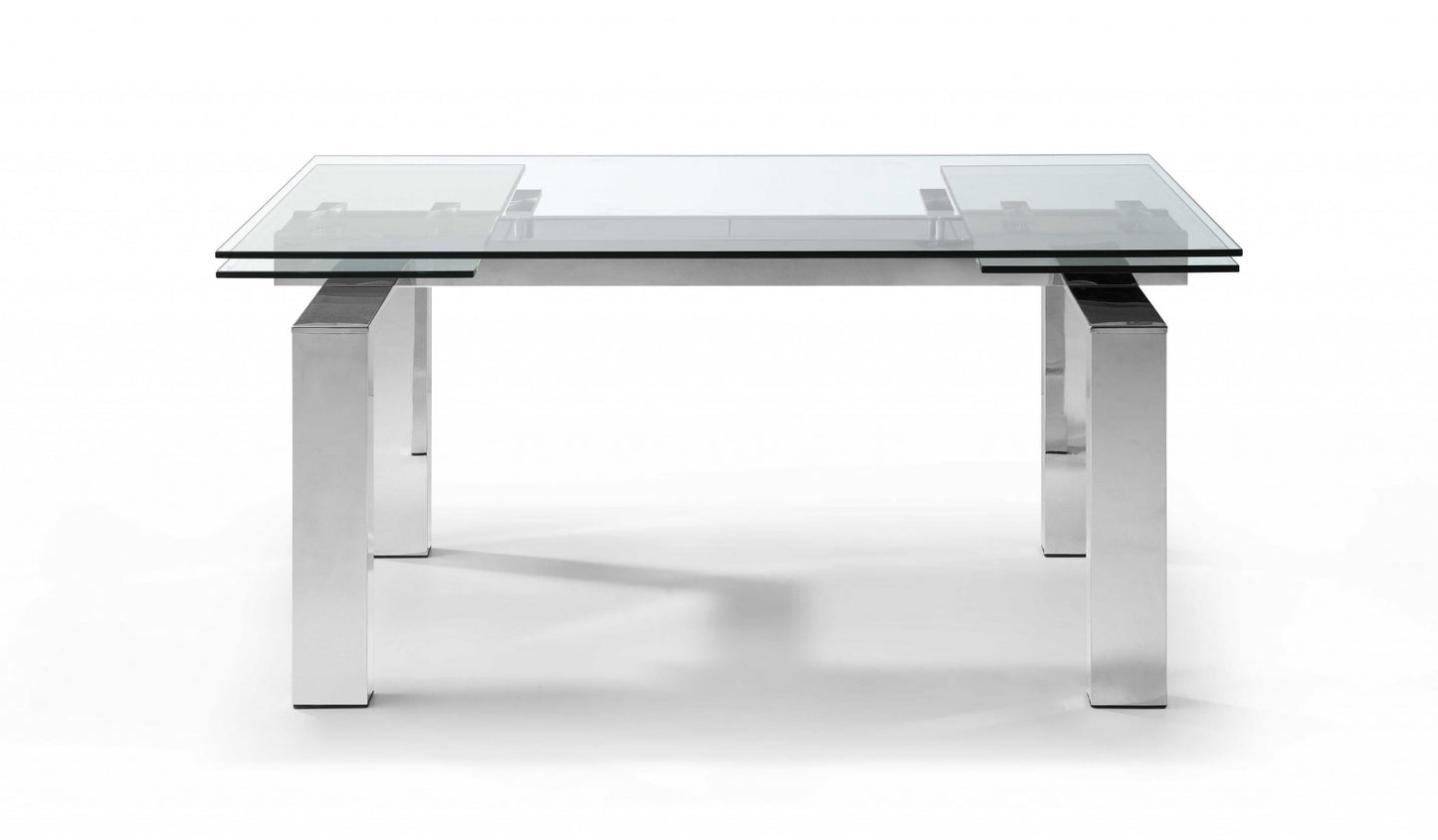 Clear Glass Aluminum Etendable Dining Table By Homeroots | Dining Tables | Modishstore - 3