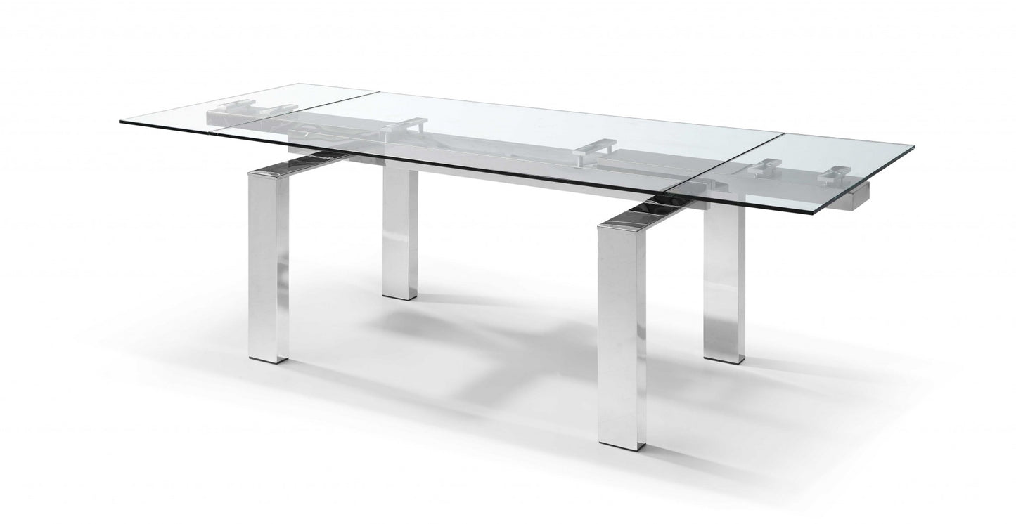 Clear Glass Aluminum Etendable Dining Table By Homeroots | Dining Tables | Modishstore - 5
