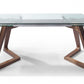 Walnut Glass Stainless Steel Etendable Dining Table By Homeroots | Dining Tables | Modishstore