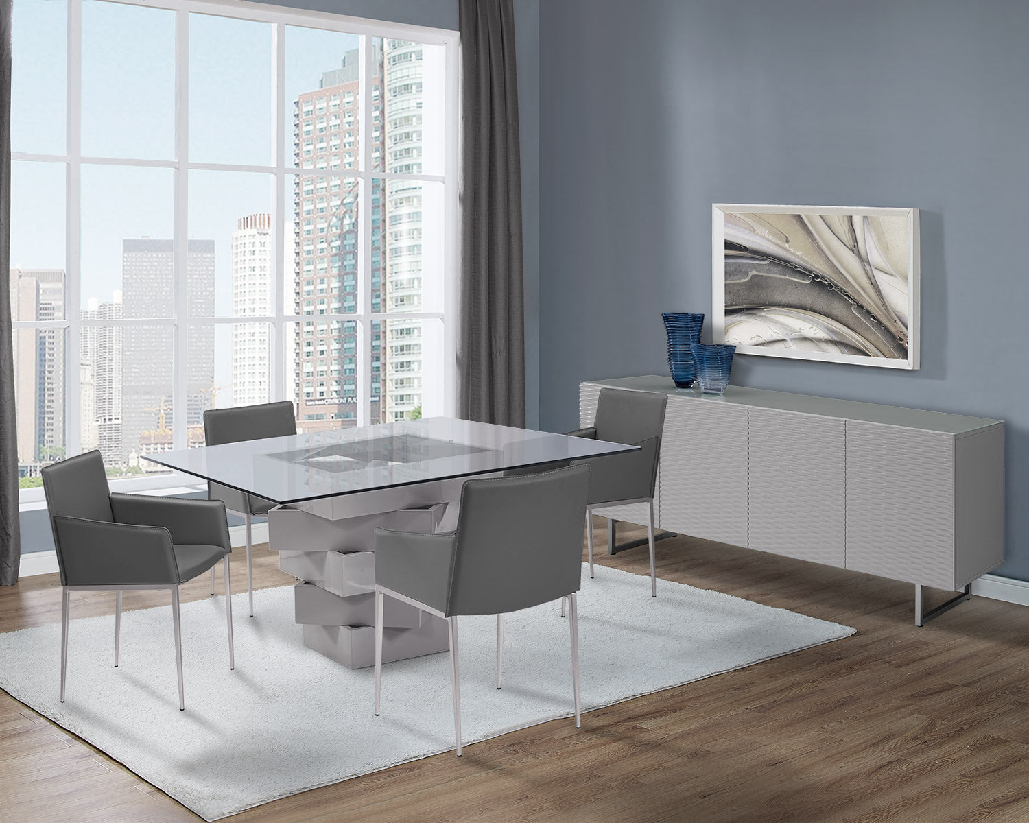 Gray Glass Dining Table By Homeroots | Dining Tables | Modishstore