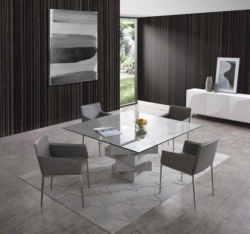 Gray Glass Dining Table By Homeroots | Dining Tables | Modishstore - 4
