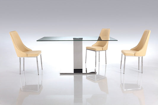 Clear Glass Stainless Steel Dining Table By Homeroots | Dining Tables | Modishstore