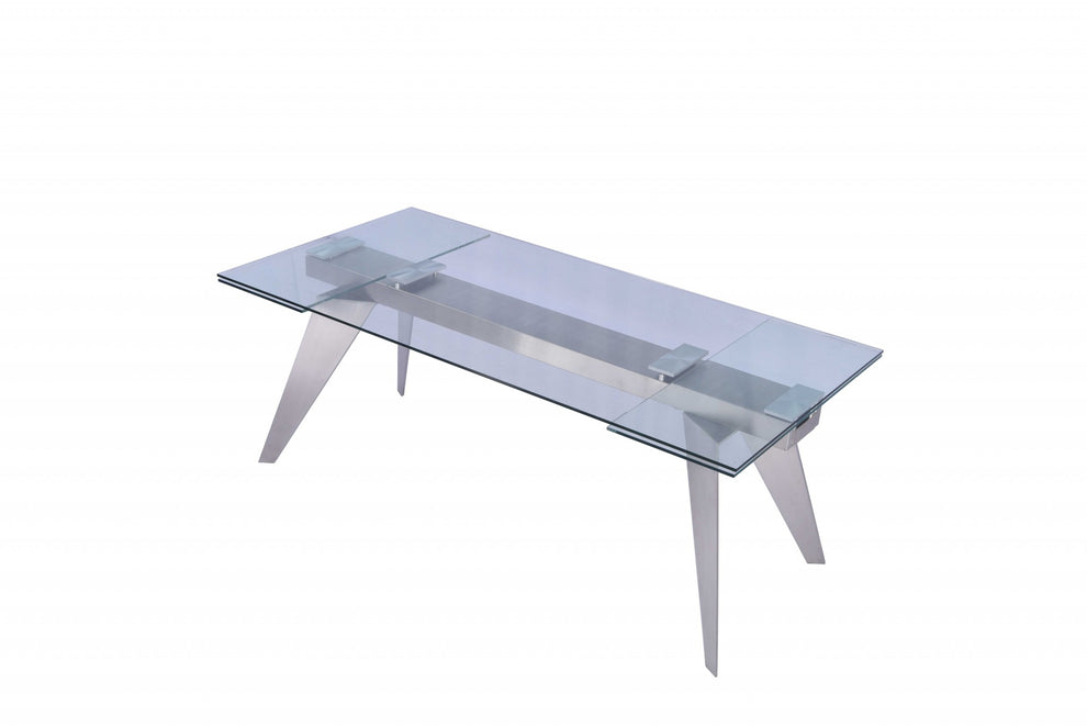 Clear Glass Etendable Dining Table By Homeroots | Dining Tables | Modishstore - 4