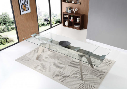 Clear Glass Etendable Dining Table By Homeroots | Dining Tables | Modishstore