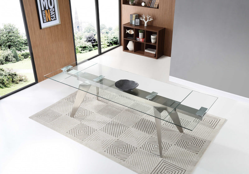 Clear Glass Etendable Dining Table By Homeroots | Dining Tables | Modishstore