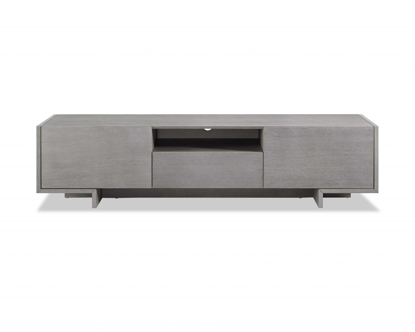 Tv Unit One Middle Drawer And 2 Lid Doors On The Sides All In Grey Oak Venee By Homeroots | TV Stands | Modishstore
