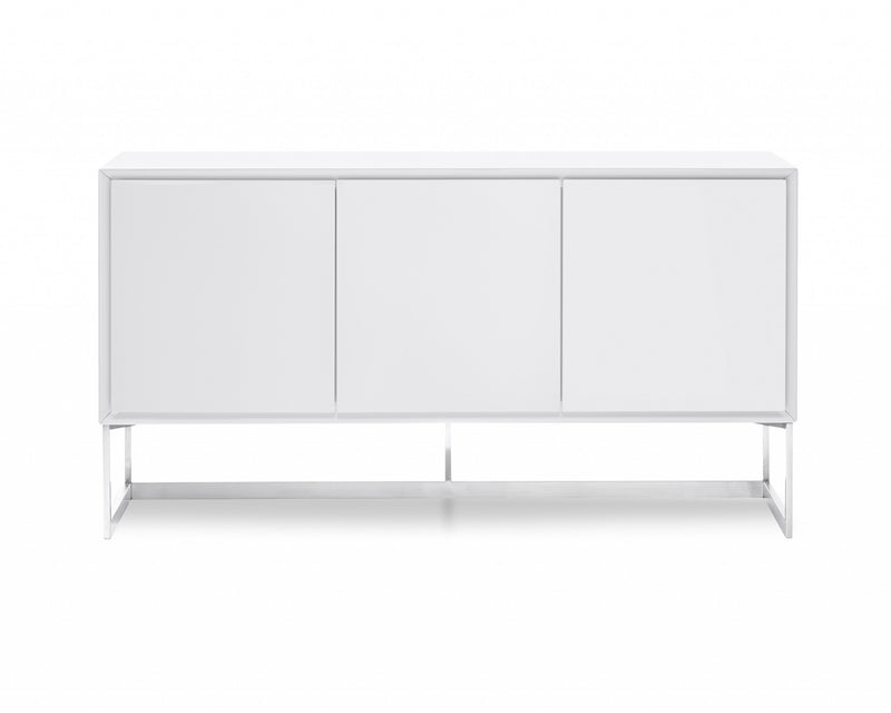 White Stainless Steel Buffet By Homeroots - 320851 | Sideboards | Modishstore