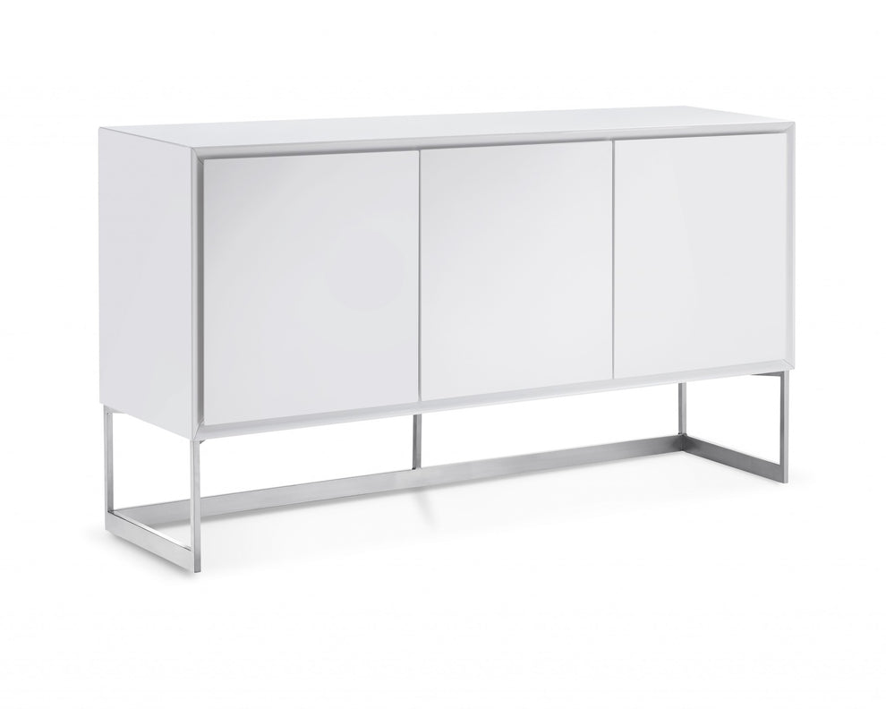 White Stainless Steel Buffet By Homeroots - 320851 | Sideboards | Modishstore - 2
