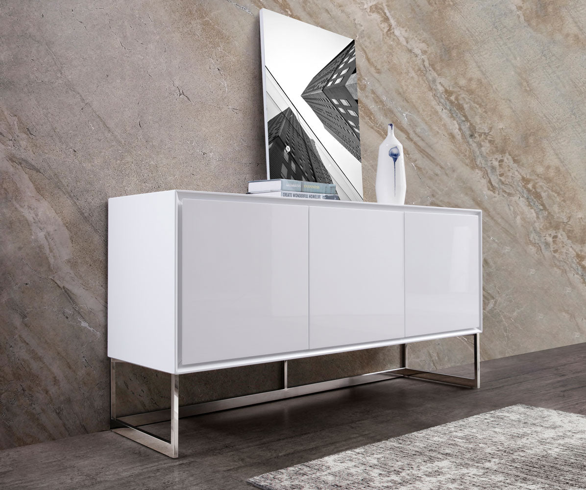 White Stainless Steel Buffet By Homeroots - 320851 | Sideboards | Modishstore - 3