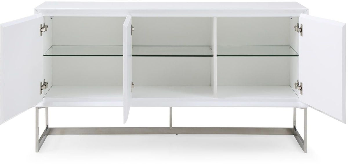 White Stainless Steel Buffet By Homeroots - 320851 | Sideboards | Modishstore - 4