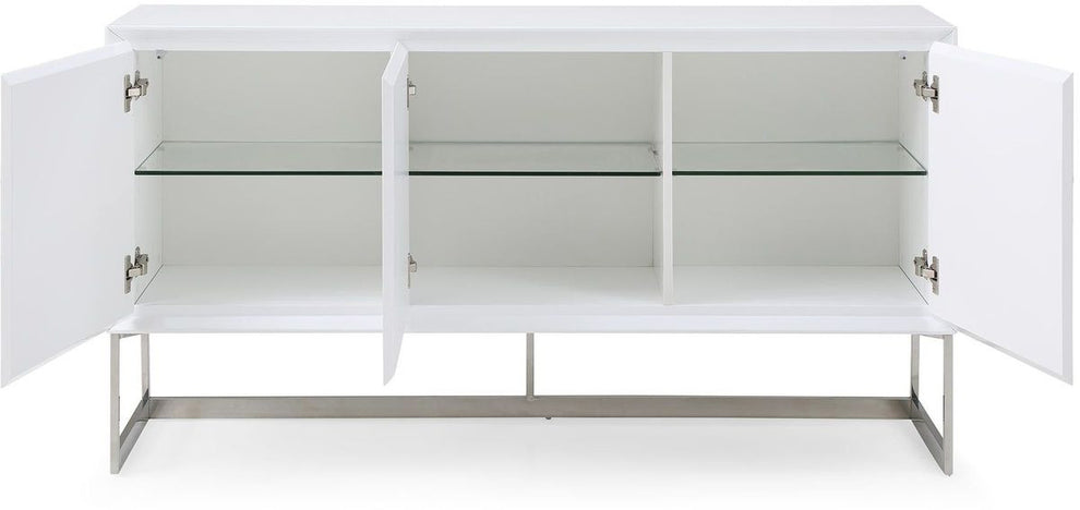 White Stainless Steel Buffet By Homeroots - 320851 | Sideboards | Modishstore - 4