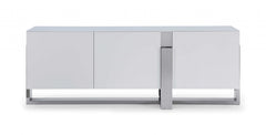 White Glass Steel Buffet By Homeroots