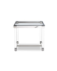 Side Table 10 mm Tempered Clear Glass Top Polished Stainless Steel Frame Acrylic Legs By Homeroots