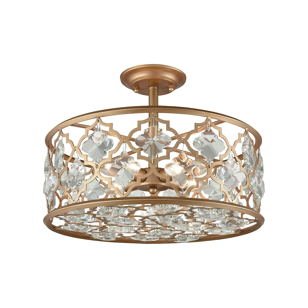 Armand 4-Light Semi Flush in Matte Gold with Clear Crystals ELK Lighting | Ceiling Lamps | Modishstore