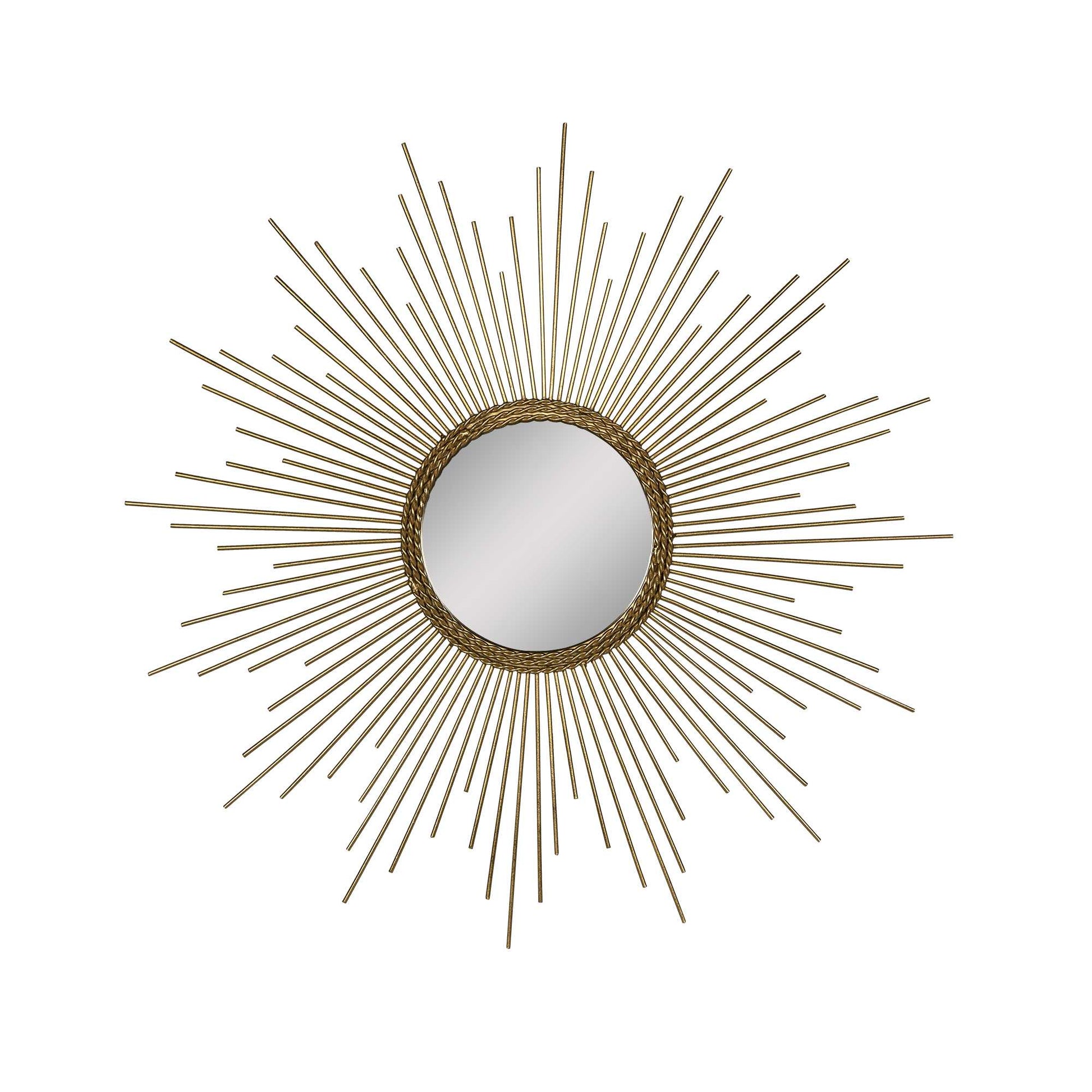 26 Round Gold Metal Sunburst Framed Wall Mirror By Homeroots | Mirrors | Modishstore