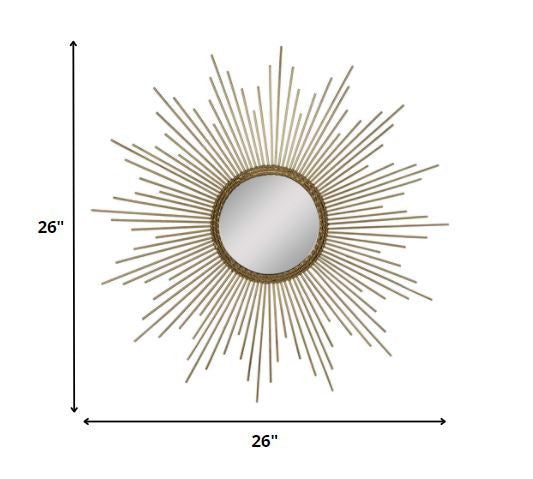 26 Round Gold Metal Sunburst Framed Wall Mirror By Homeroots | Mirrors | Modishstore - 4