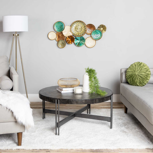 Textured Metal Multi Plates Wall Decor By Homeroots | Wall Decor | Modishstore