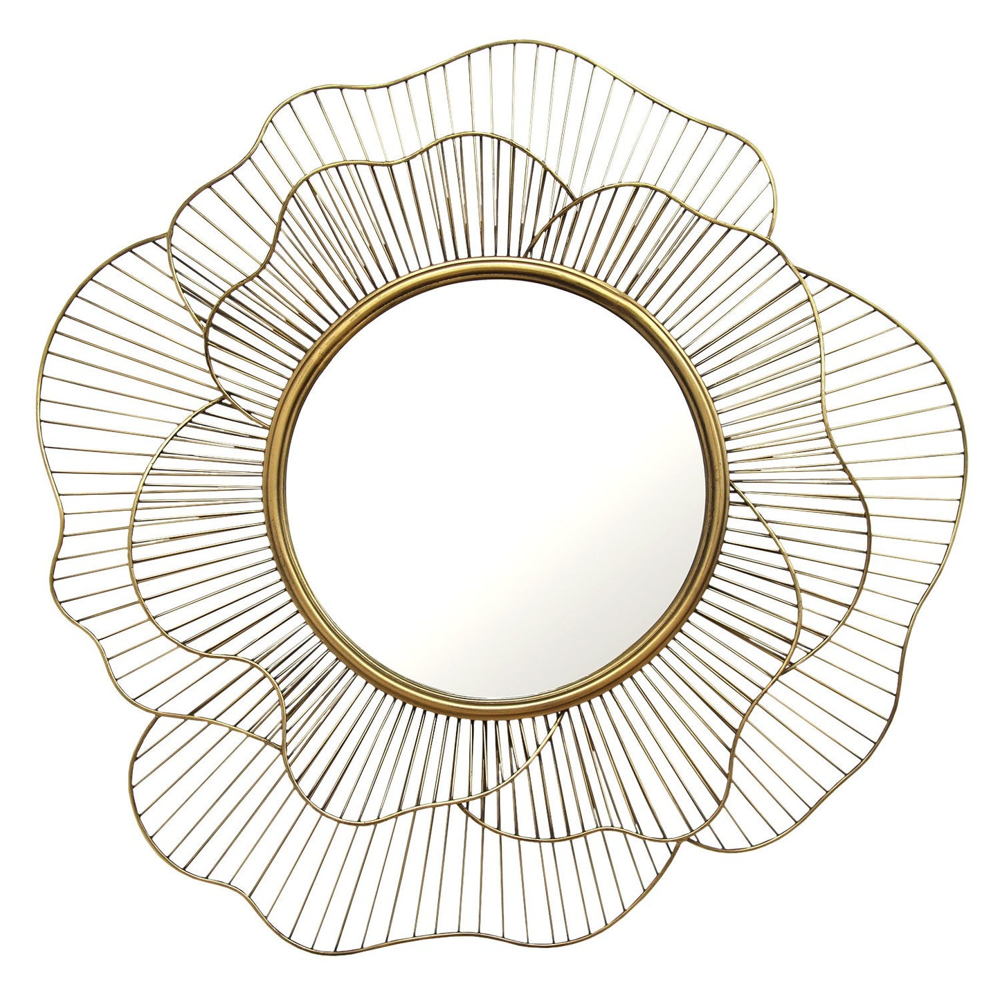 28.25 Round Gold Flower Metal Wall Mirror By Homeroots | Mirrors | Modishstore