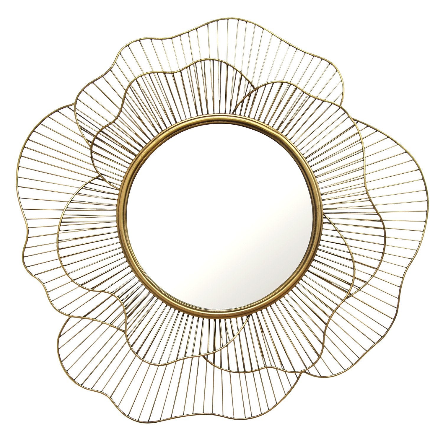 28.25 Round Gold Flower Metal Wall Mirror By Homeroots | Mirrors | Modishstore