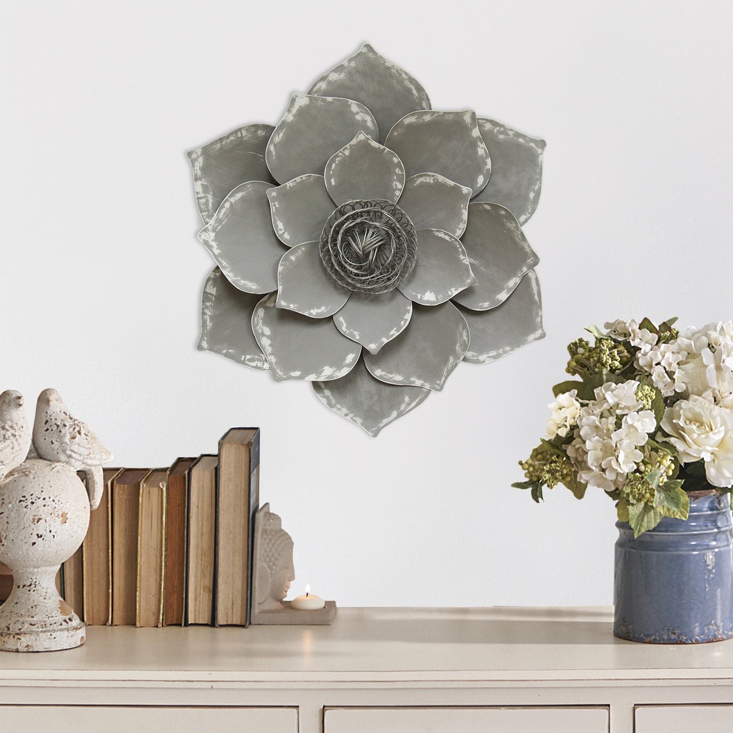 Well-Crafted Grey Lotus Wall Decor By Homeroots | Wall Decor | Modishstore - 2