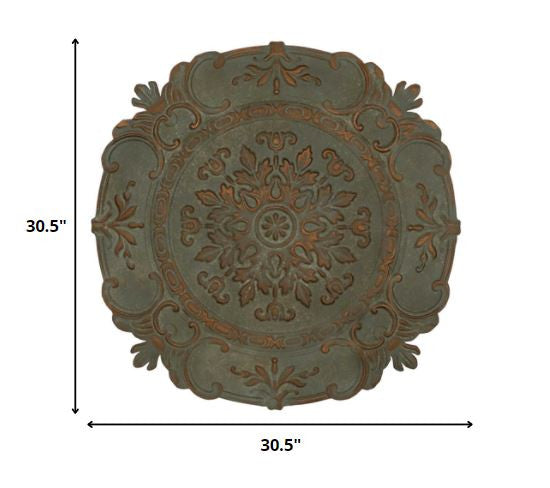 Distressed Blue European Medallion Metal Wall Decor By Homeroots | Wall Decor | Modishstore - 5